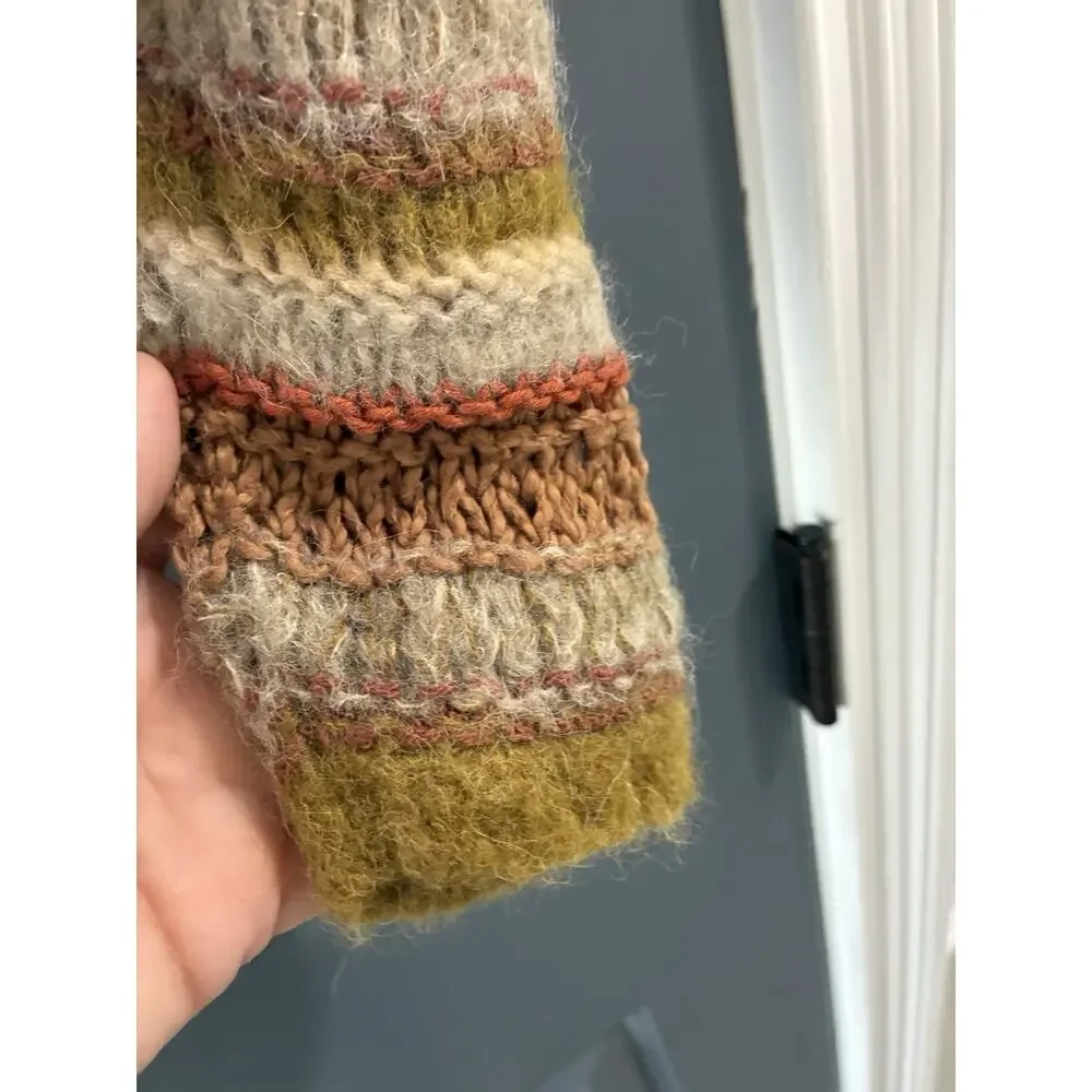 Faherty Mixed Yarn Striped Sweater $248 Womens Size XS Alpaca Fall Winter